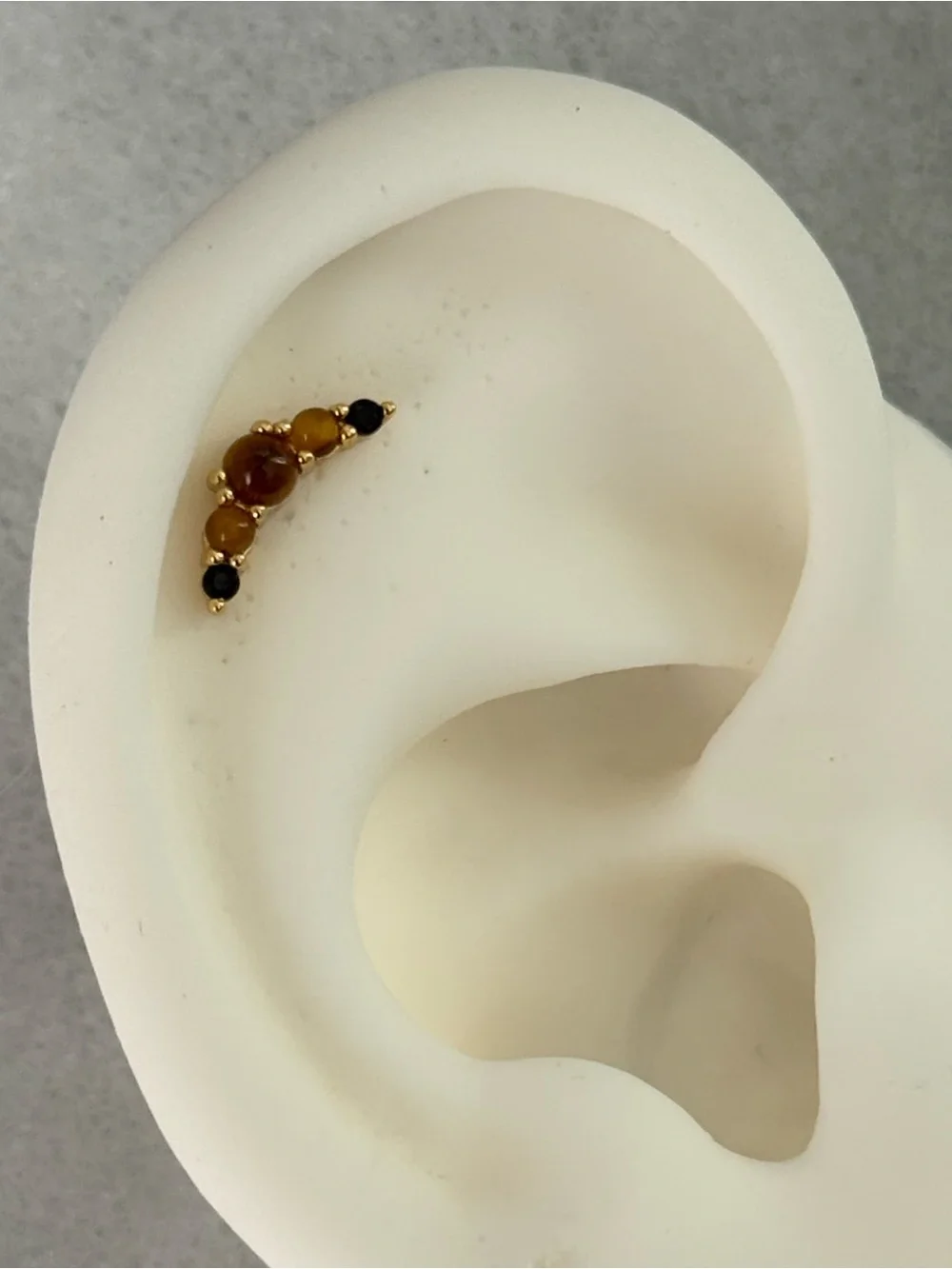 Gold Tiger Eye Gem Arch Cartilage Earring   Brand New